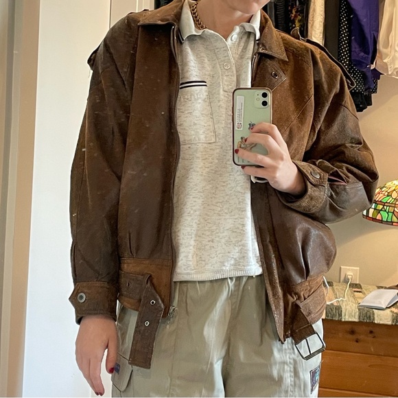 Leather bomber jacket - Picture 1 of 3